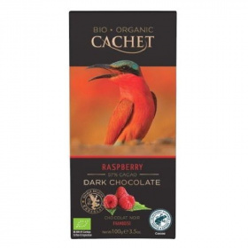 Cachet bio táblás étcsokoládé (57%, málna) 100g