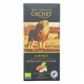 Cachet bio táblás étcsokoládé (72%, mandula) 100g