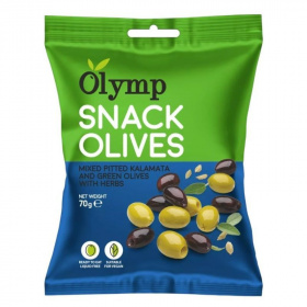 Olymp snack fűszerezett zöld és kalamata magozott olajbogyó 70g