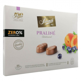 Szerencsi zero (áfonya és sárgabarack töltött, maltitos, tejcsokoládé) praliné 105g